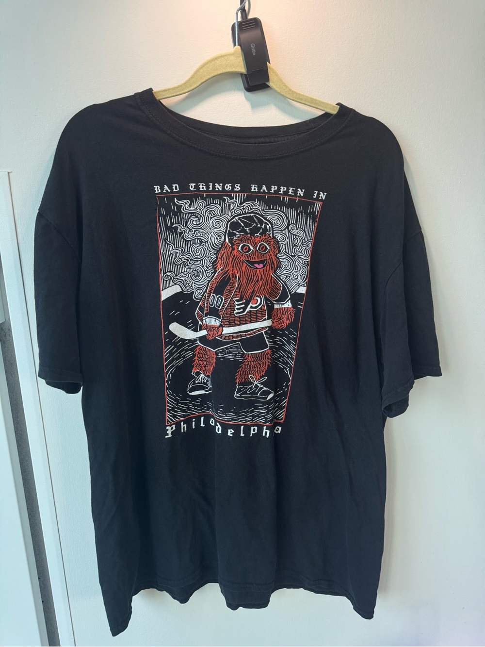 Gildan Black Tee with Red Philadelphia Mascot Graphic